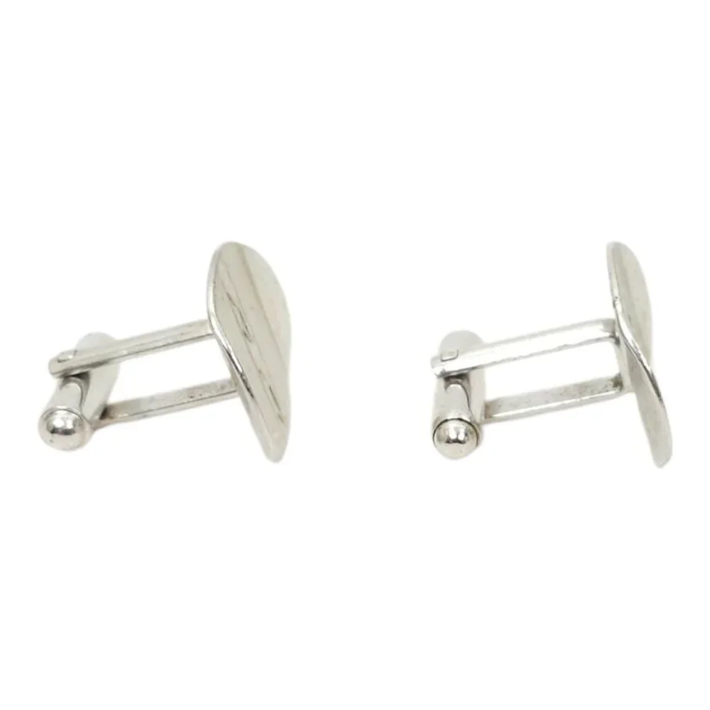 Shields Silvertone Etched Cufflinks Rectangle Men Vintage MCM Jewelry Accessory